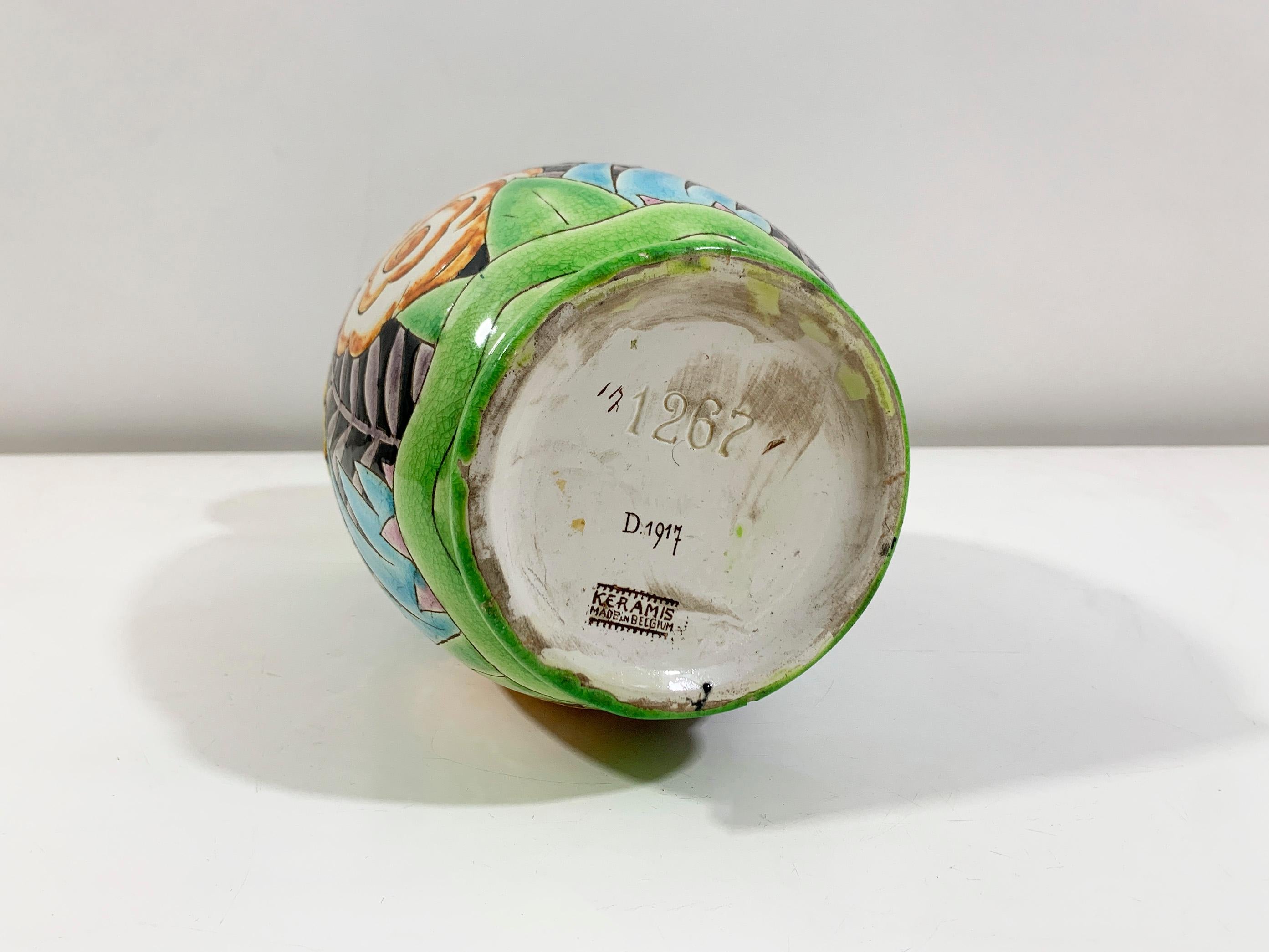 Art Deco Floral Vase by Charles Catteau stamped 
