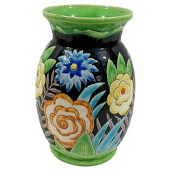 Vaso floreale Art Deco di Charles Catteau con timbro "Keramis MADE IN BELGIUM" anni '20