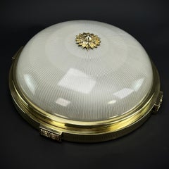 Art Deco Flush Mount Bronze Plafoniere by Holophane, 1930s