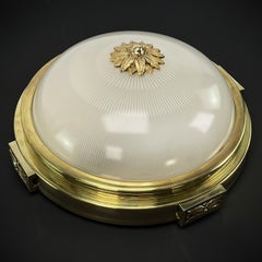 Art Deco Flush Mount Bronze Plafoniere by Holophane, 1930s