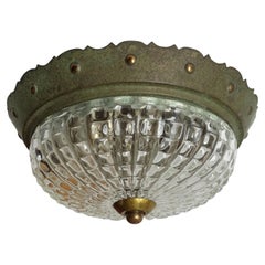 Art-Deco-Deckenleuchte aus Kupfer, Messing und Murano-Glas, Italien 1920