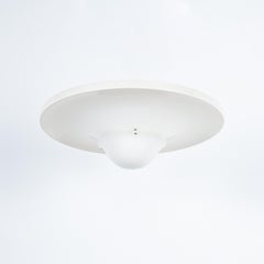 Lampada da soffitto Art Deco Flush Mount grande in metallo bianco, Francia 1940