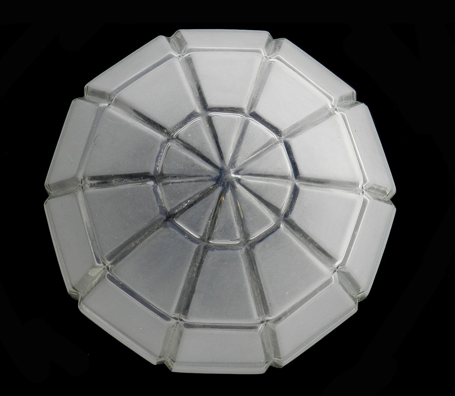 Art Deco flush mount large ceiling light frosted glass globe circa 1930
All original 
Frosted glass
In good original condition with no losses to glass with minor marks of use commensurate with age
This can be re-wired to USA or UK and European