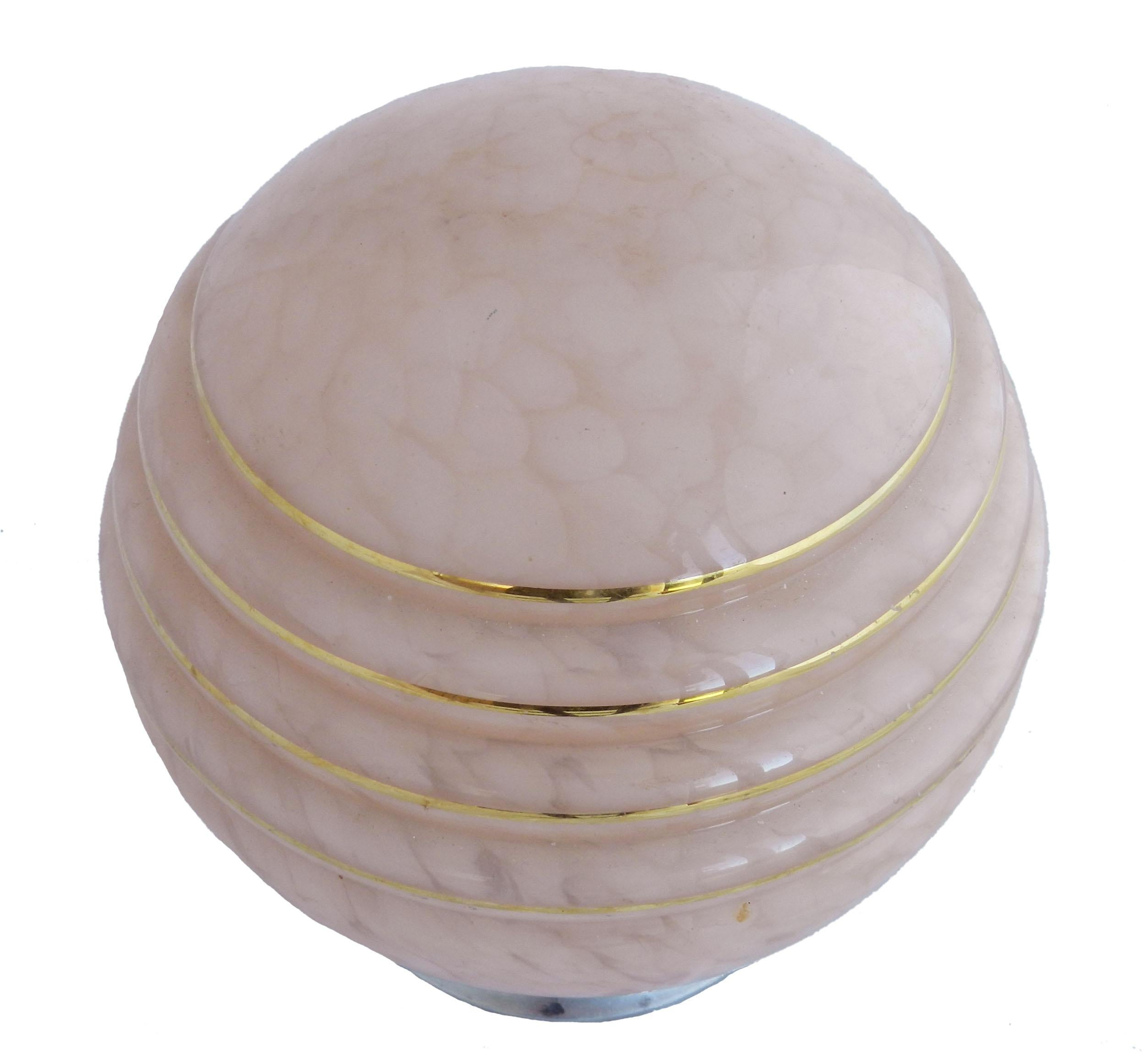 Art Deco Flushmount Light or Side Lamp Glass Shade, circa 1930 In Good Condition In Mimizan, FR