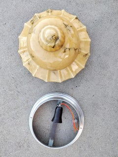 Art Deco Flush Mount or Large Sconce in Marble-Like Glass, Austria 19430s