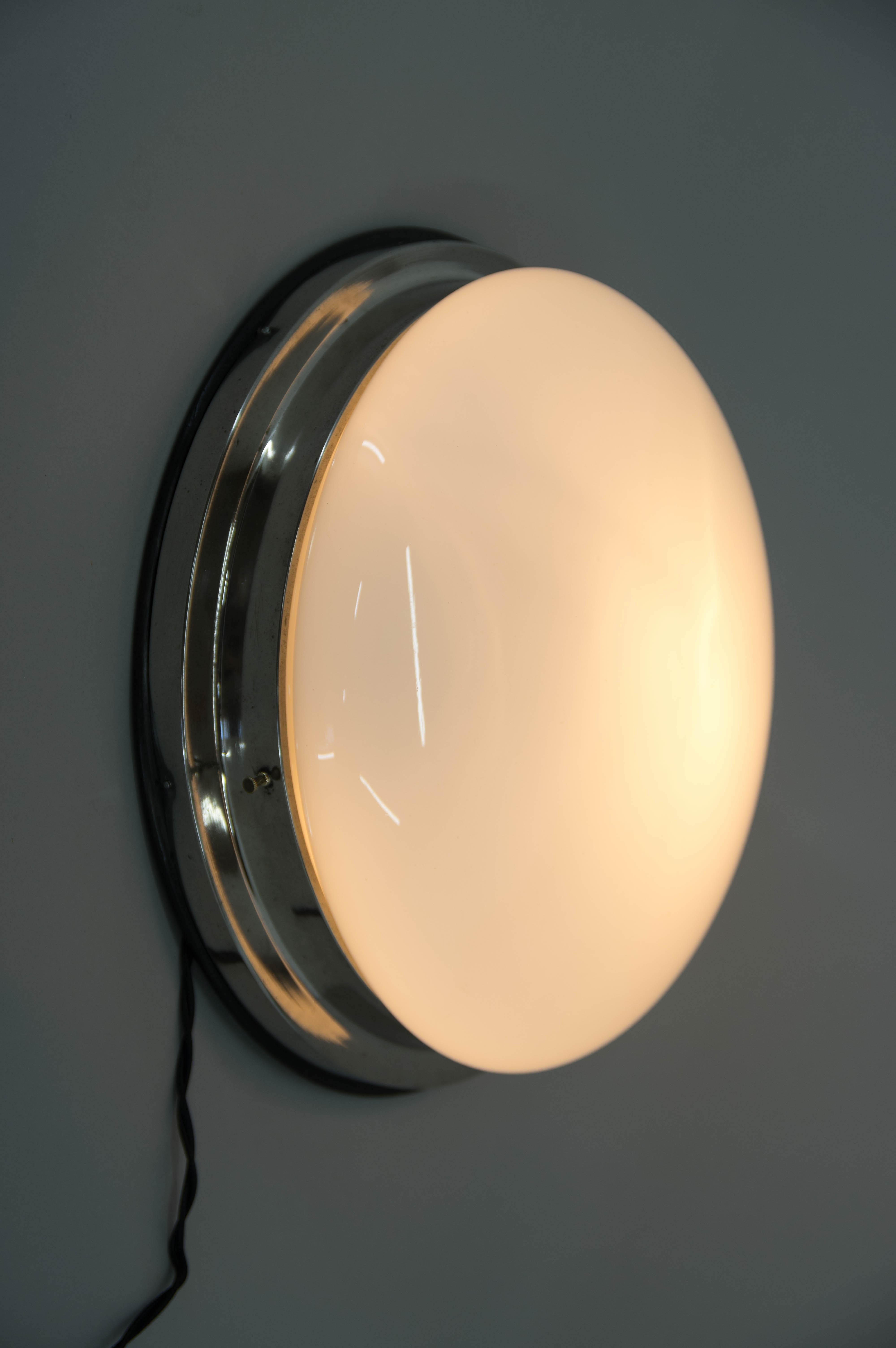 Mid-20th Century Art Deco Flush Mount or Wall Light, 1930s, Restored