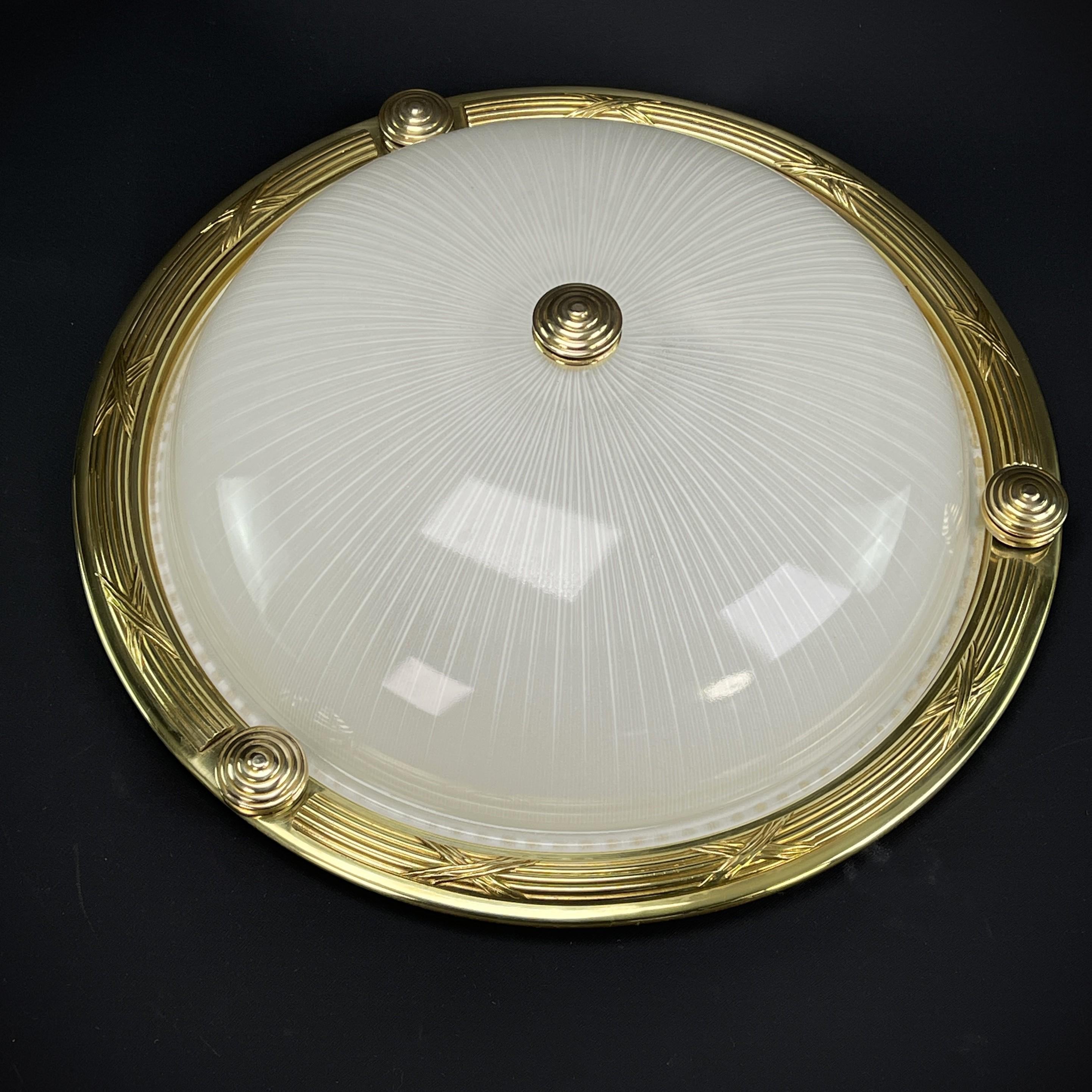 Mid-20th Century Art Deco Flush Mount  Plafoniere by Holophane, 1930s For Sale