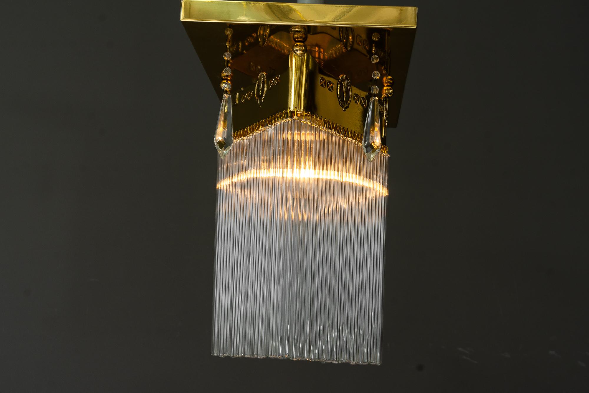 Art Deco montatura ad incasso con bacchette di vetro e 4 prismi di vetro di Vienna intorno agli anni '20 in vendita 5
