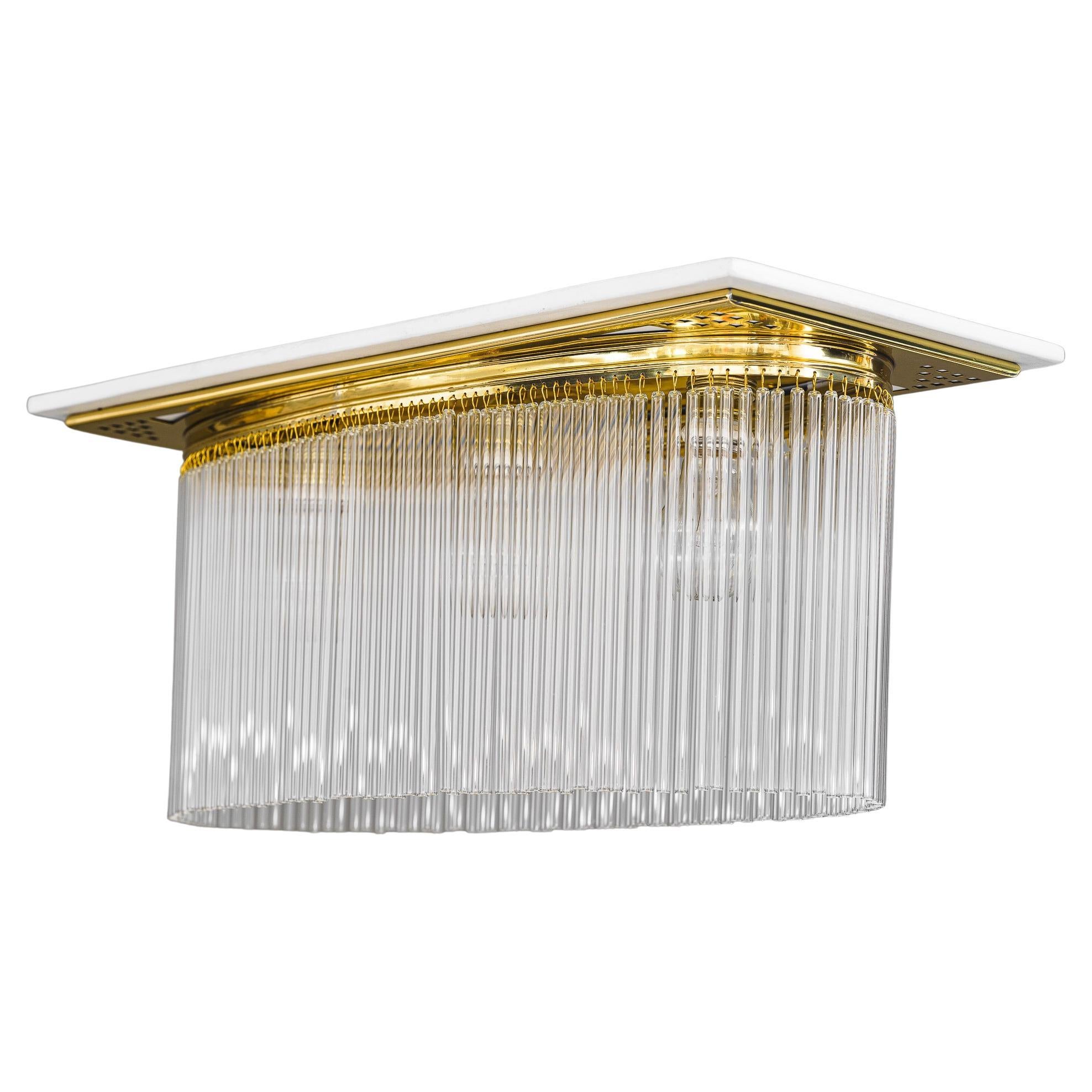 Art Deco Flush Mount with Glass Sticks Vienna Around 1920s For Sale