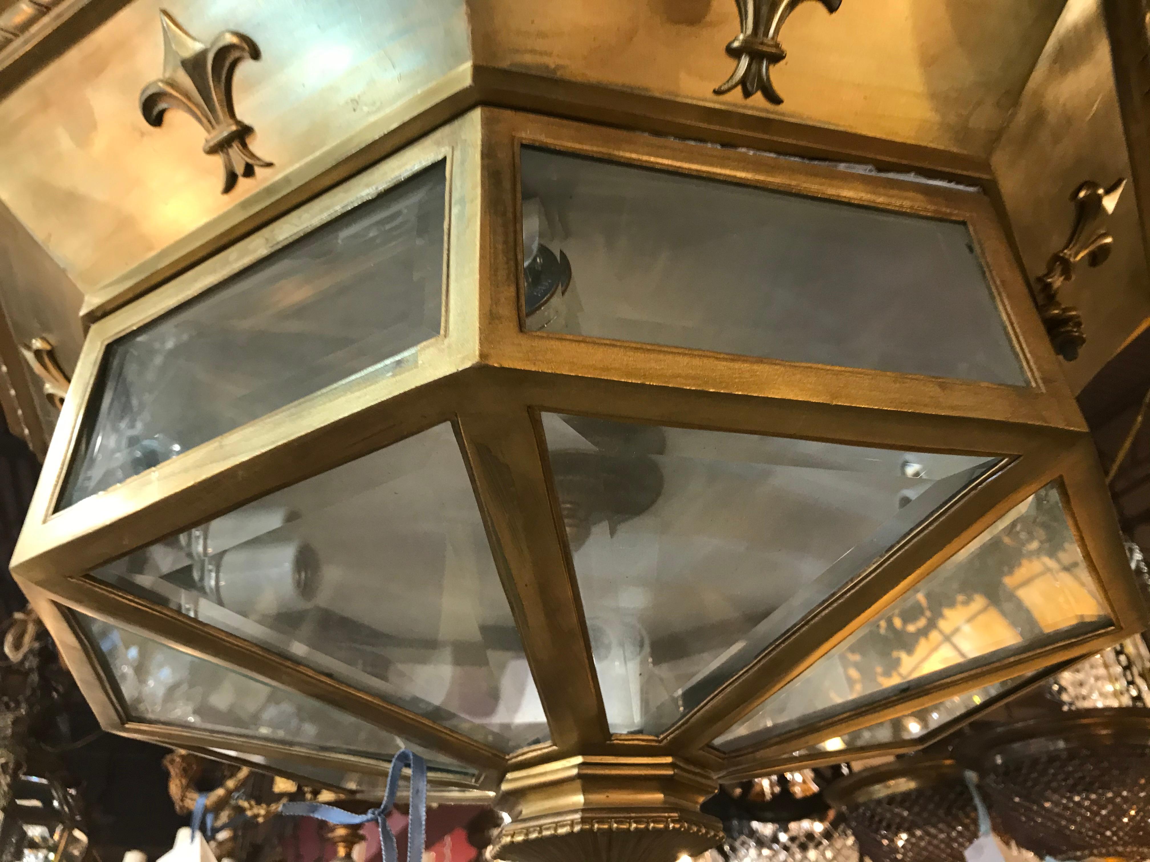 Gilt Art Deco Flushmounted Ceiling Fixture