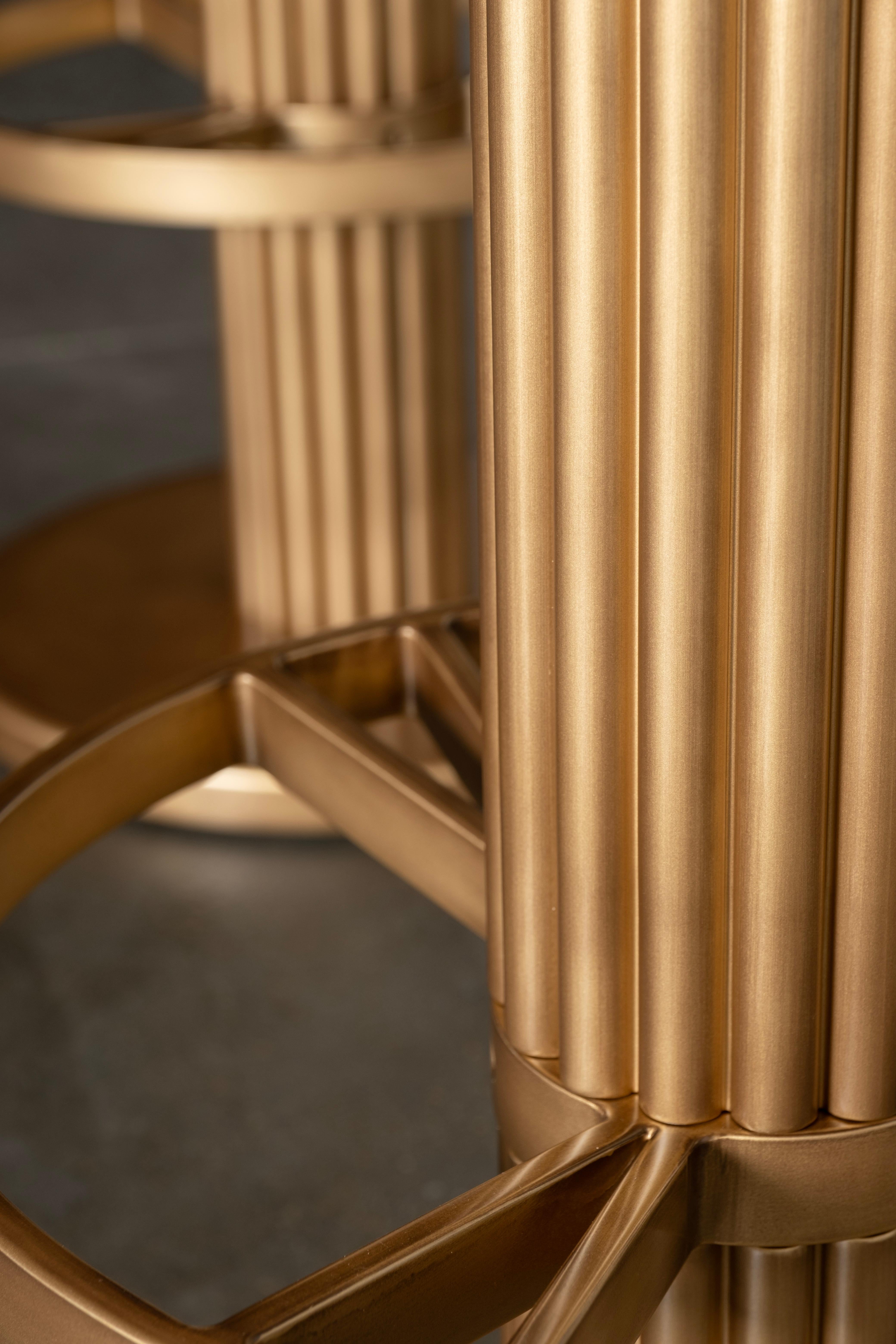 Art Deco Flute Barhocker, dunkelblauer Samt, handgefertigt in Portugal von Greenapple im Angebot 5