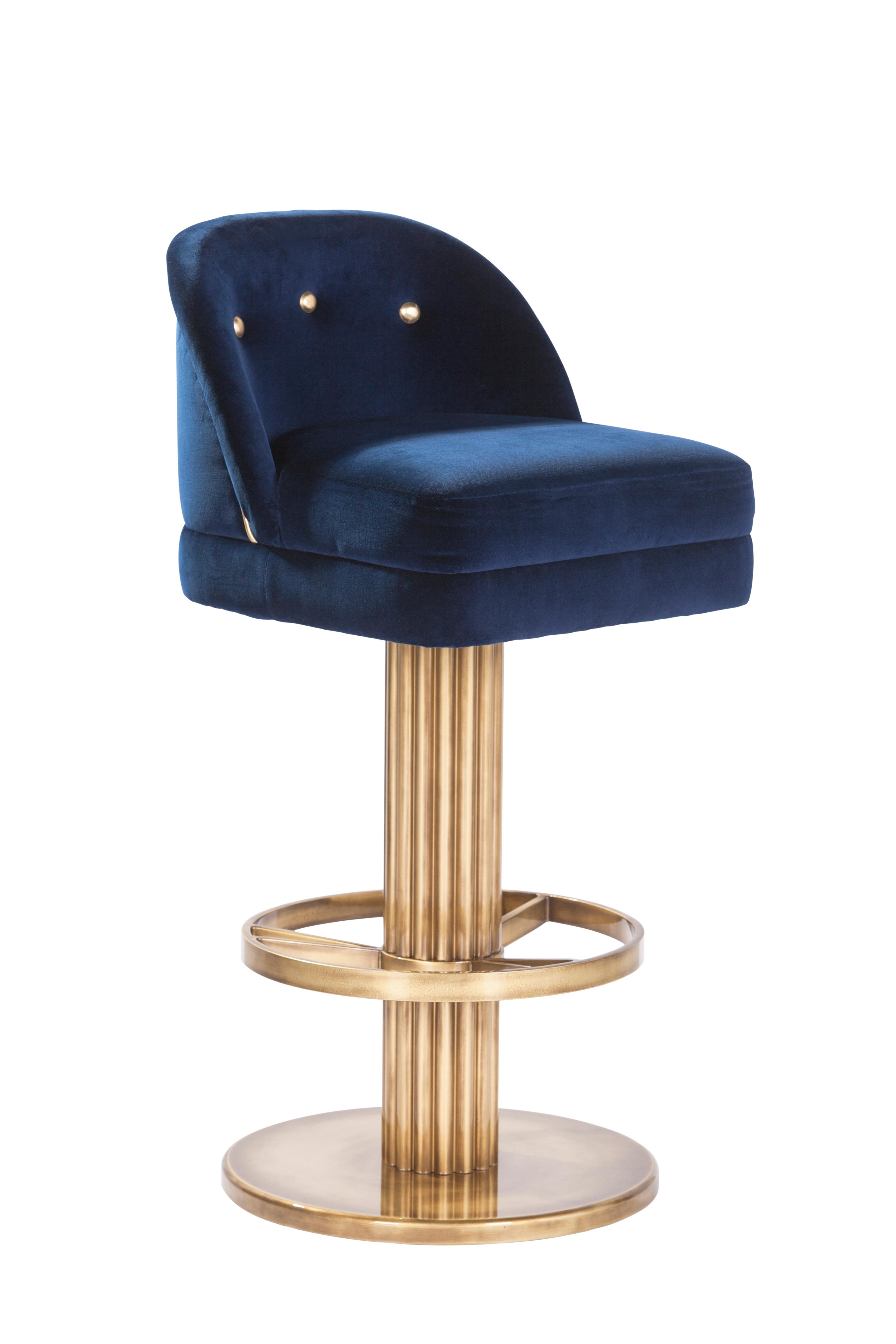 blue and gold bar stools