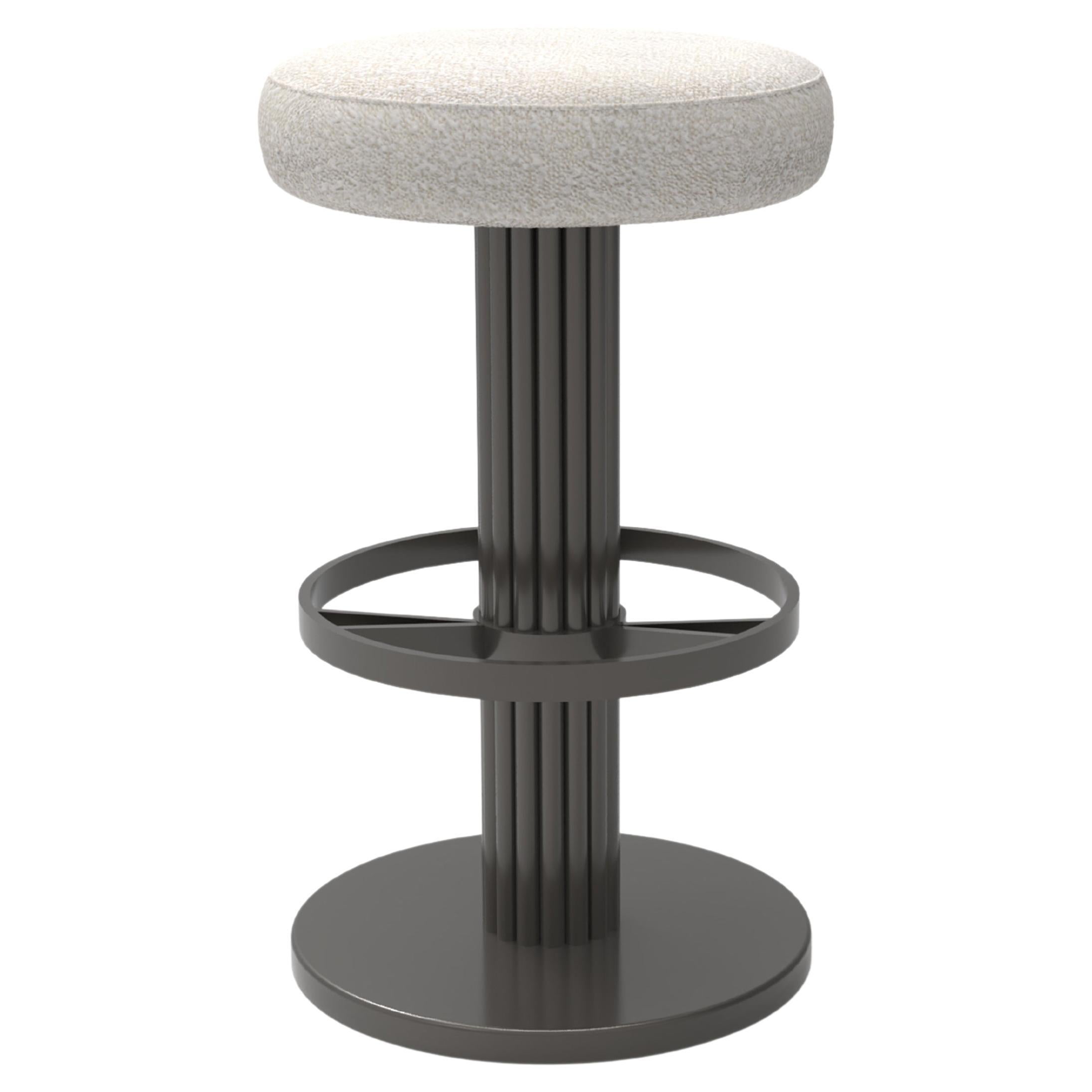 Art Deco Flute Bar Stool, DEDAR Cotton Wool, Handmade in Portugal by Greenapple For Sale at 1stDibs