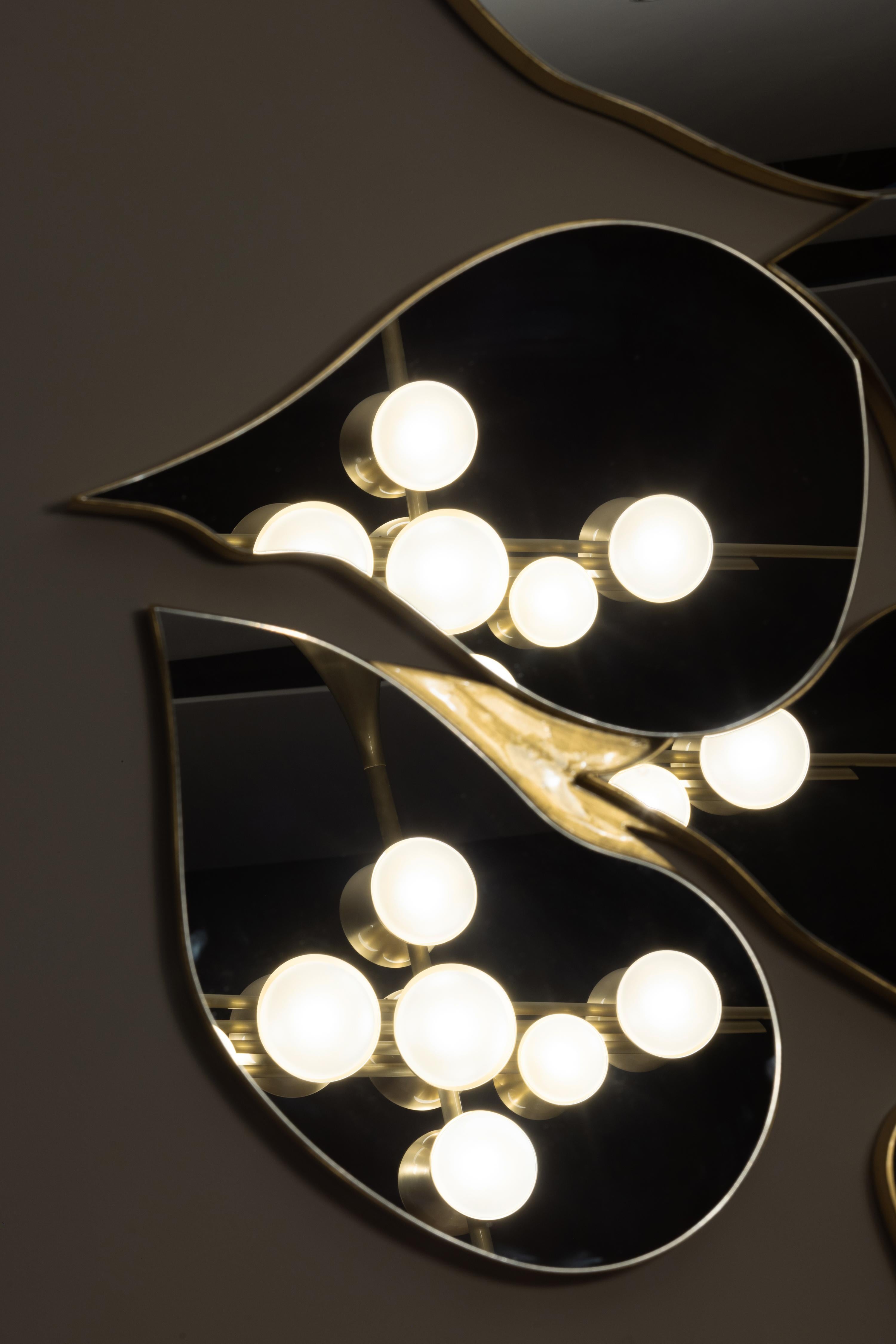 Lampadario a flauto Art Deco, ottone, fatto a mano in Portogallo da Greenapple in vendita 2