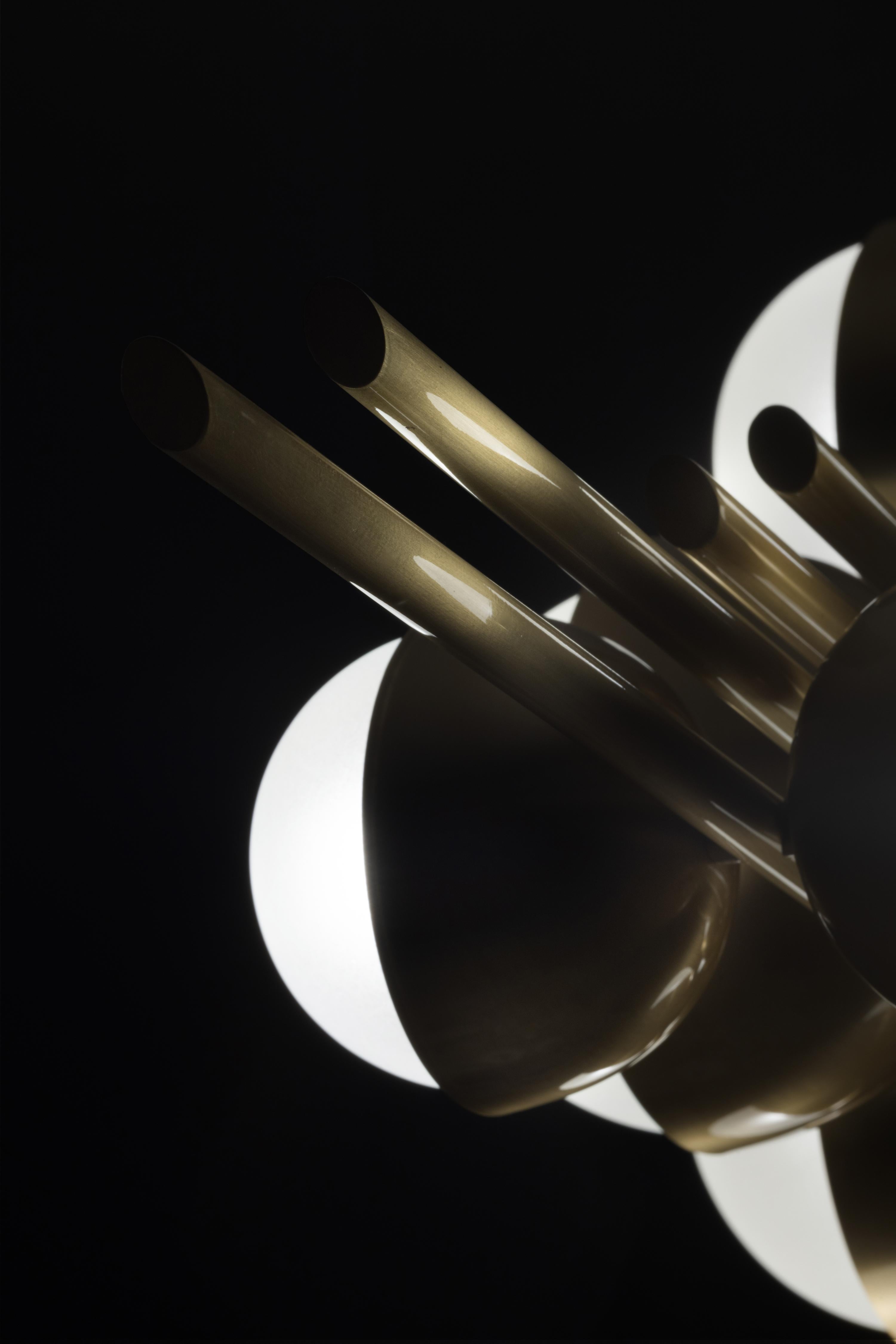 Lampadario a flauto Art Deco, ottone, fatto a mano in Portogallo da Greenapple In condizioni Nuovo in vendita a Lisboa, PT