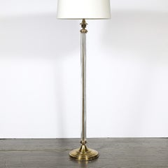 Lampada da terra in vetro scanalato e ottone in stile Art Déco