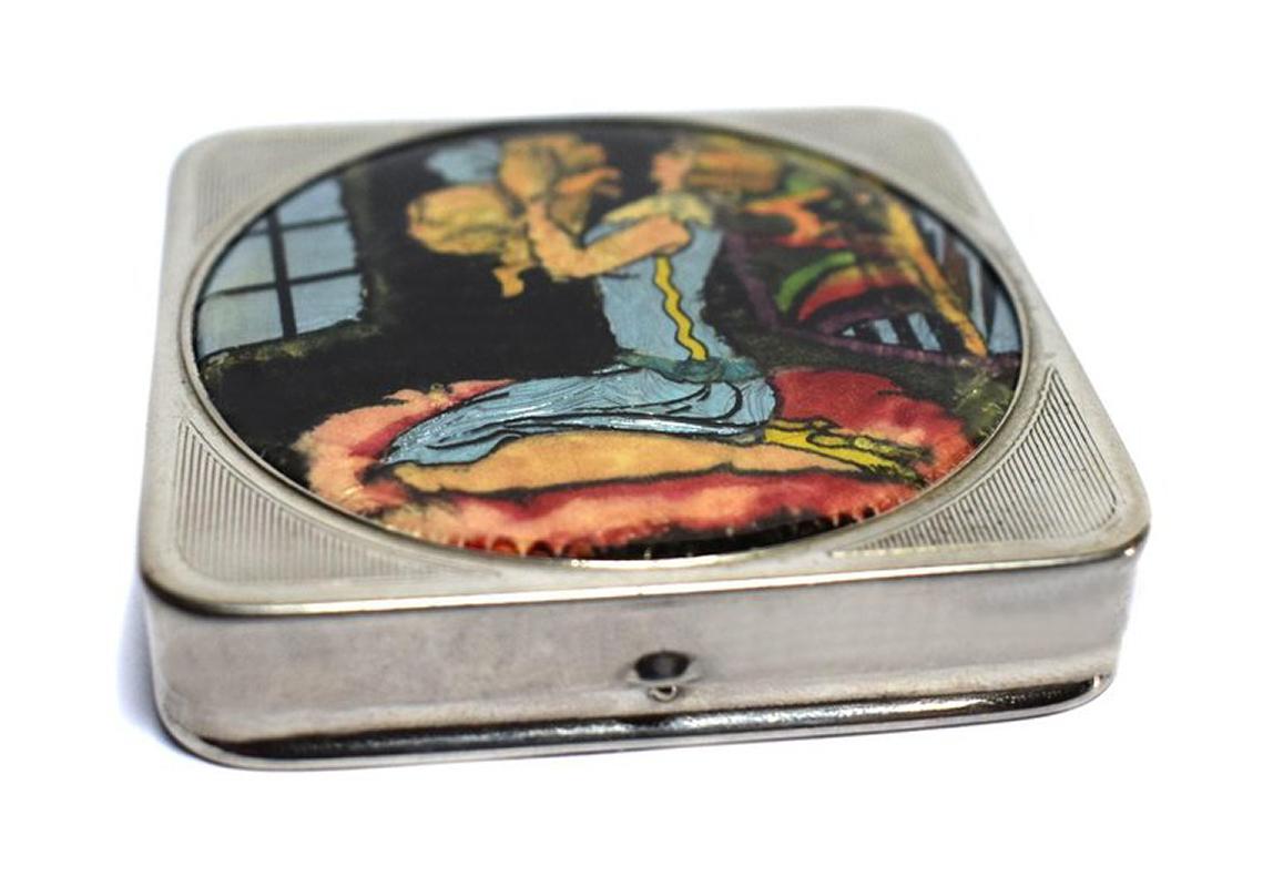Art Deco Foiled Backed Stratnoid, 1930s Art Deco Ladies Powder Compact 1