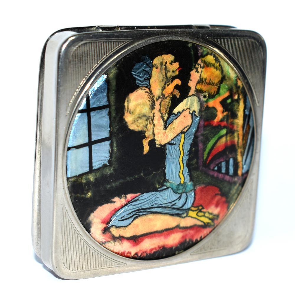 Art Deco Foiled Backed Stratnoid 1930s Art Deco Ladies Powder Compact  2