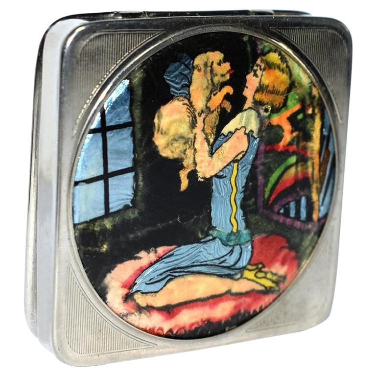 Art Deco Foiled Backed Stratnoid, 1930s Art Deco Ladies Powder Compact