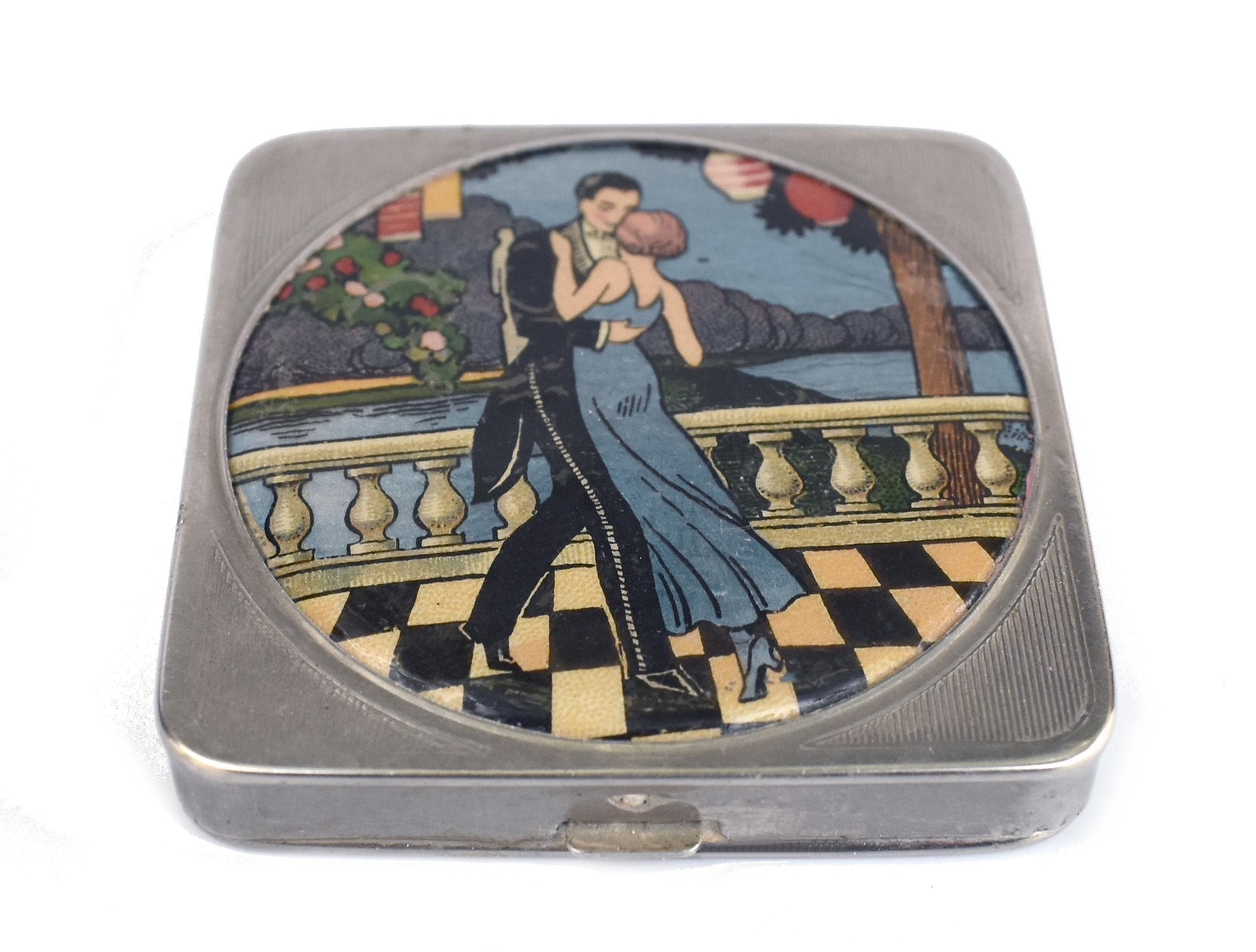 Art Deco Foiled Backed Stratnoid 1930's Ladies Powder Compact 3