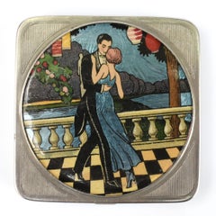 Art Deco Foiled Backed Stratnoid 1930's Ladies Powder Compact