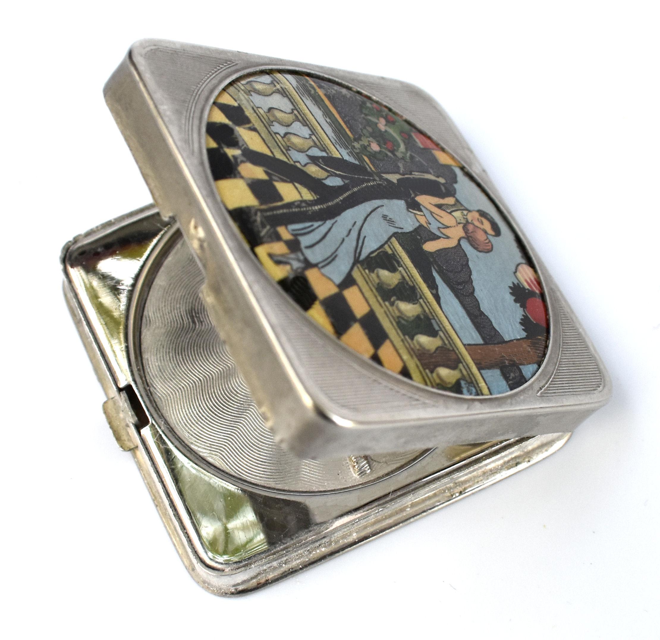 20th Century Art Deco Foiled Backed Stratnoid 1930's Ladies Powder Compact