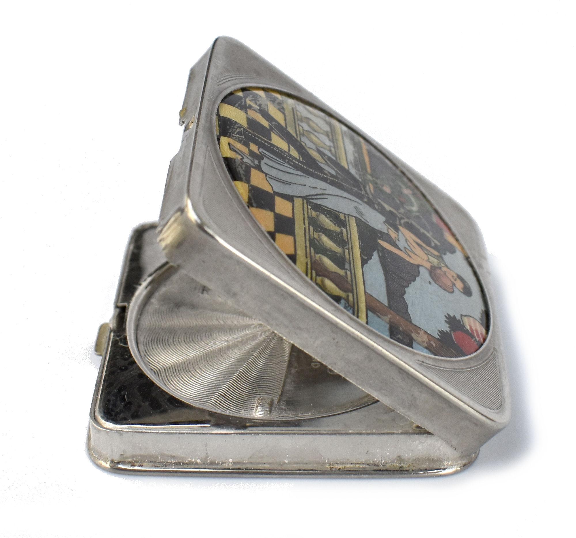 Art Deco Foiled Backed Stratnoid 1930's Ladies Powder Compact 3