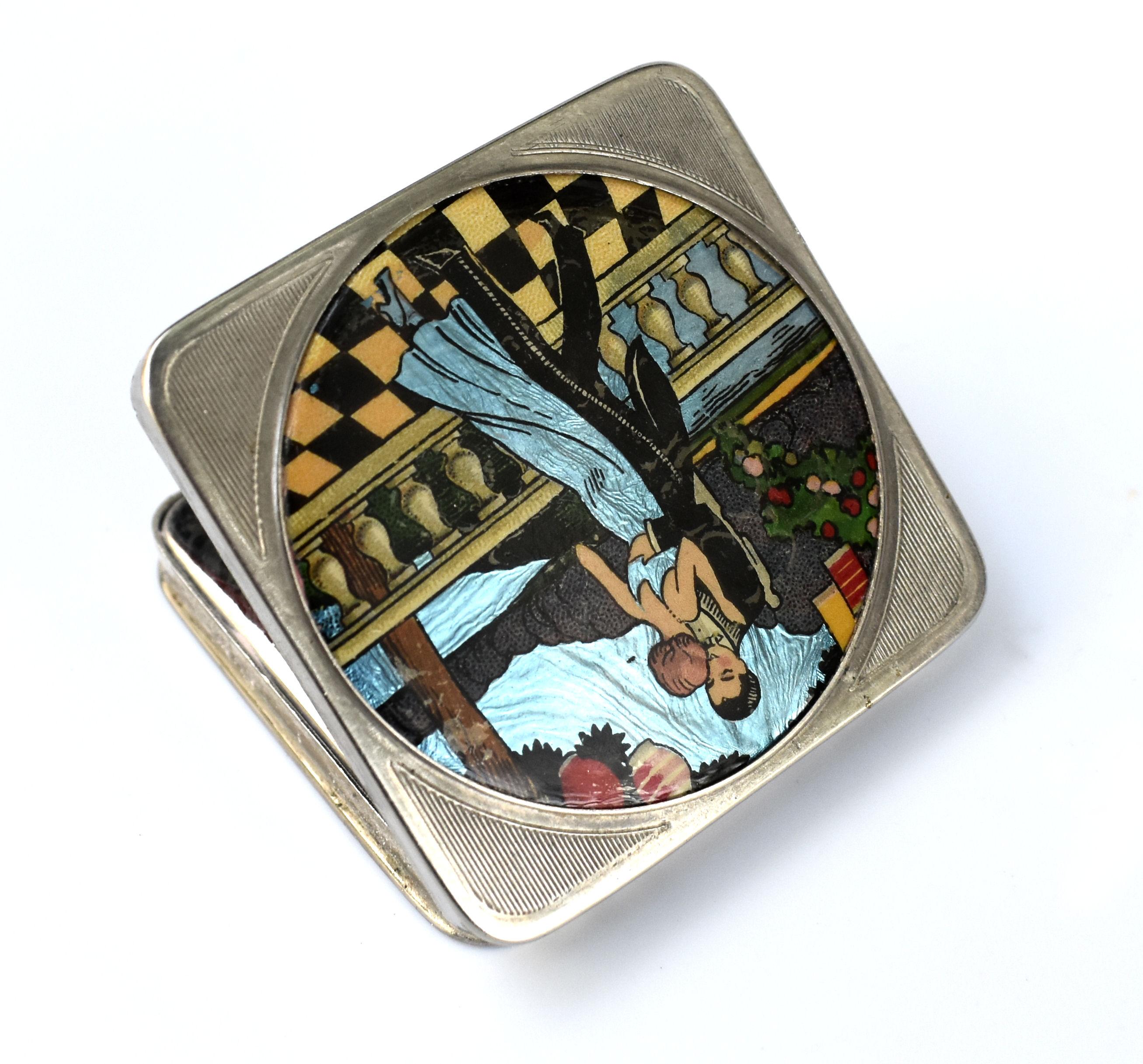 Art Deco Foiled Backed Stratnoid 1930's Ladies Powder Compact 1