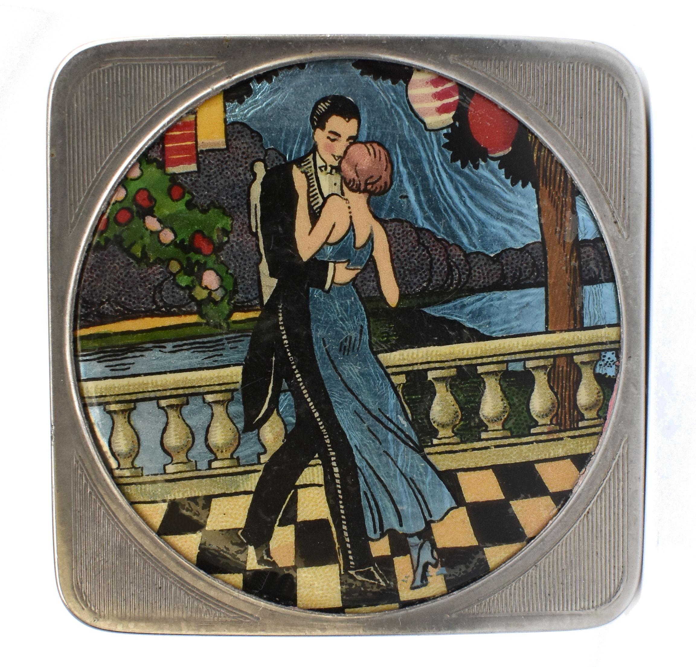 Art Deco Foiled Backed Stratnoid 1930's Ladies Powder Compact 2