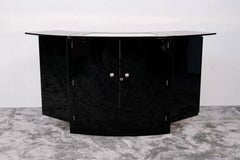 Bancone da bar Foldes Art Deco, Francia anni '30 in lacca nera su ruote