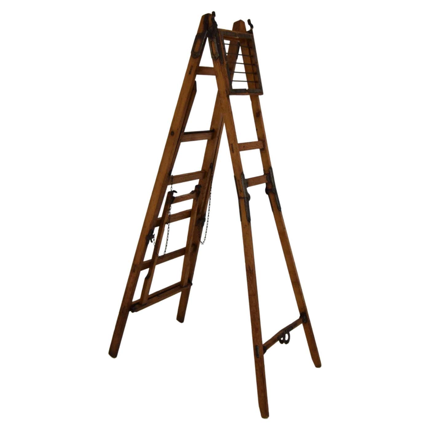 Art Deco Folding Library Steps or Ladder, 1920's For Sale at 1stDibs