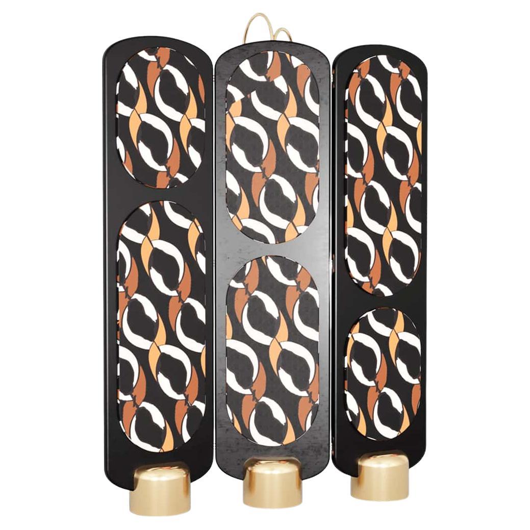 Hand Carved Vintage Solid Teak Folding Screen Room Divider Brass Inlaid