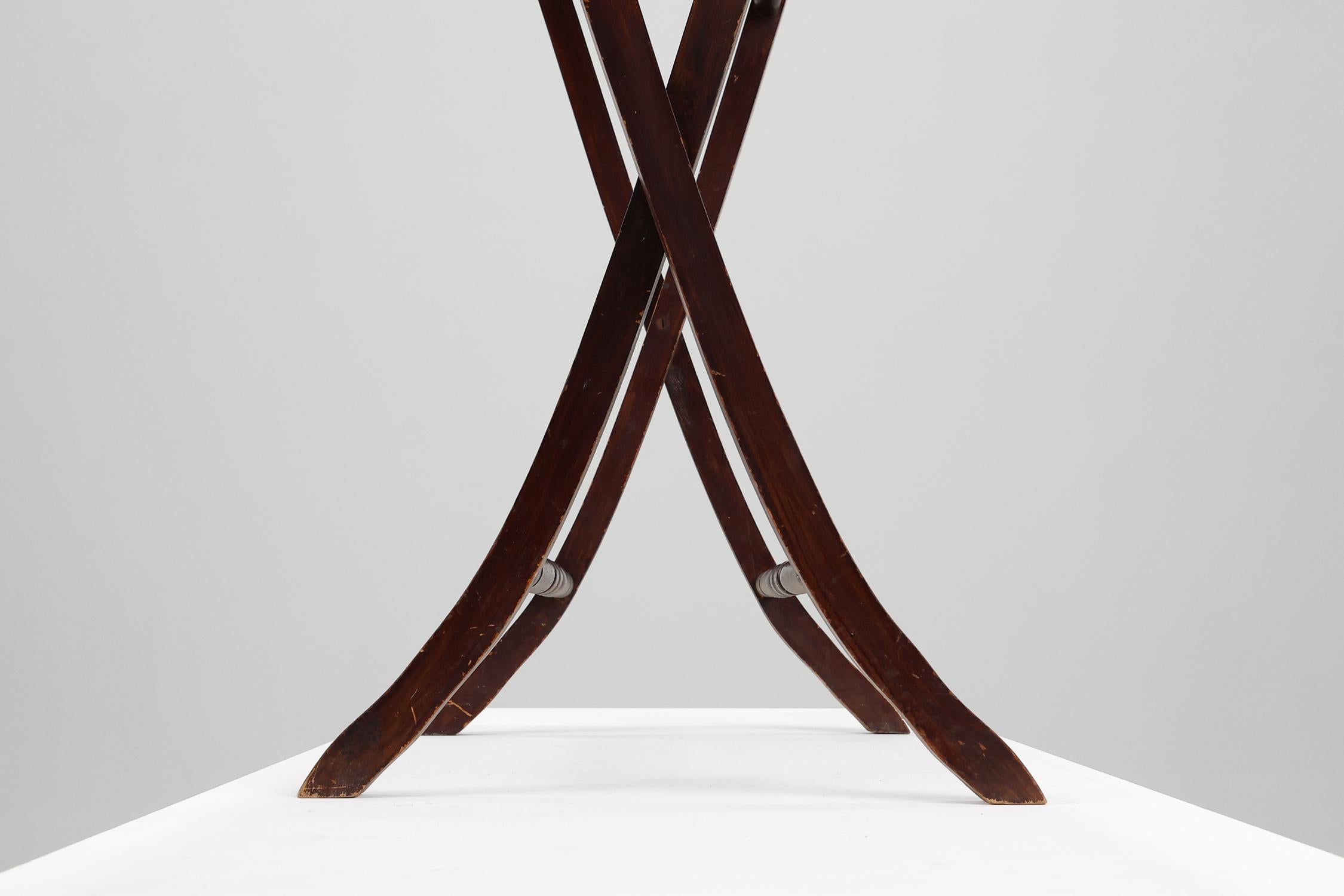 Art Deco Folding side Table in wood, France 1920s For Sale 4