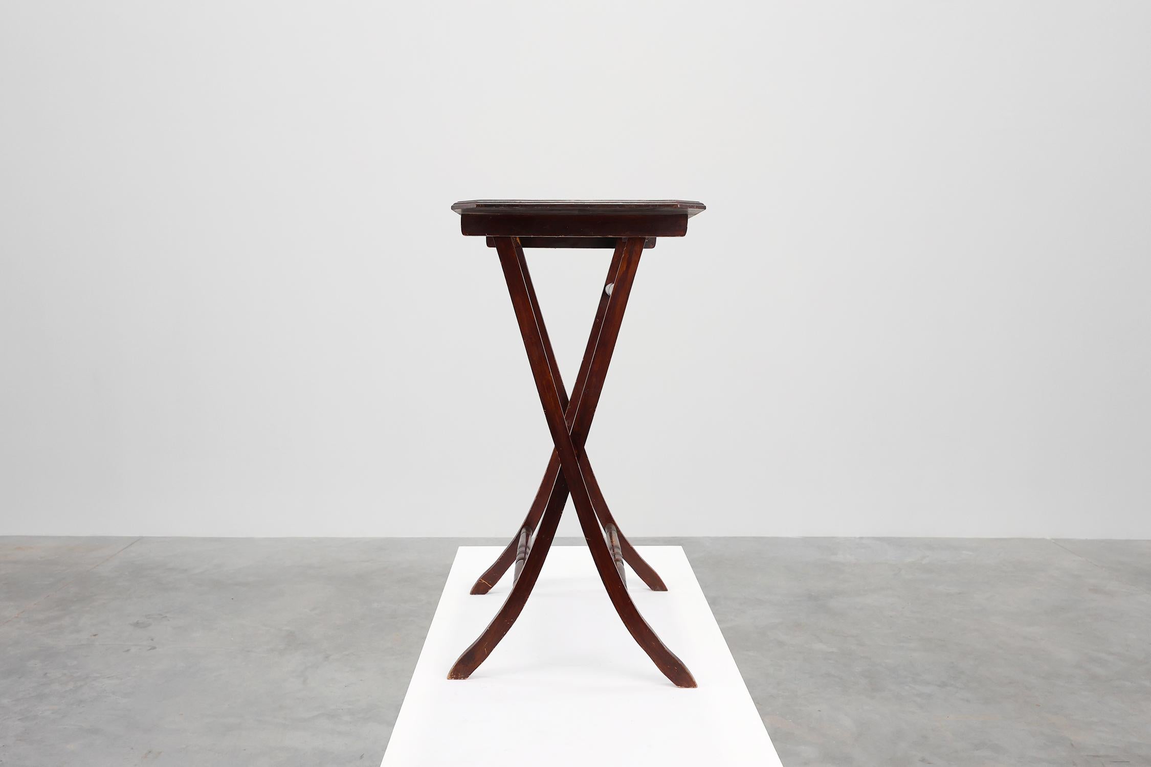 Art Deco Folding side Table in wood, France 1920s For Sale 5