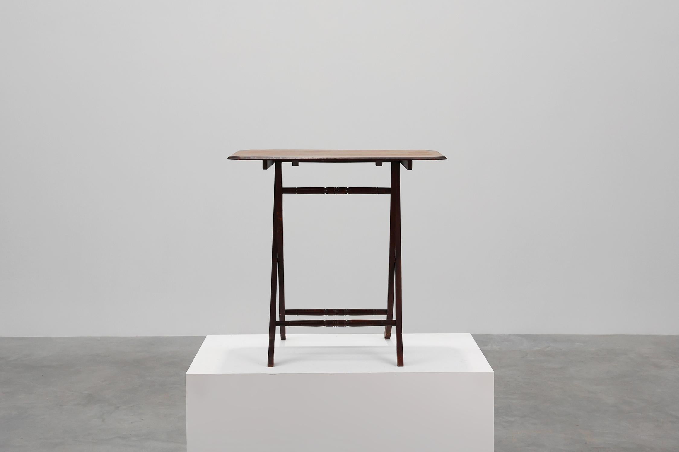 Wood Art Deco Folding side Table in wood, France 1920s For Sale