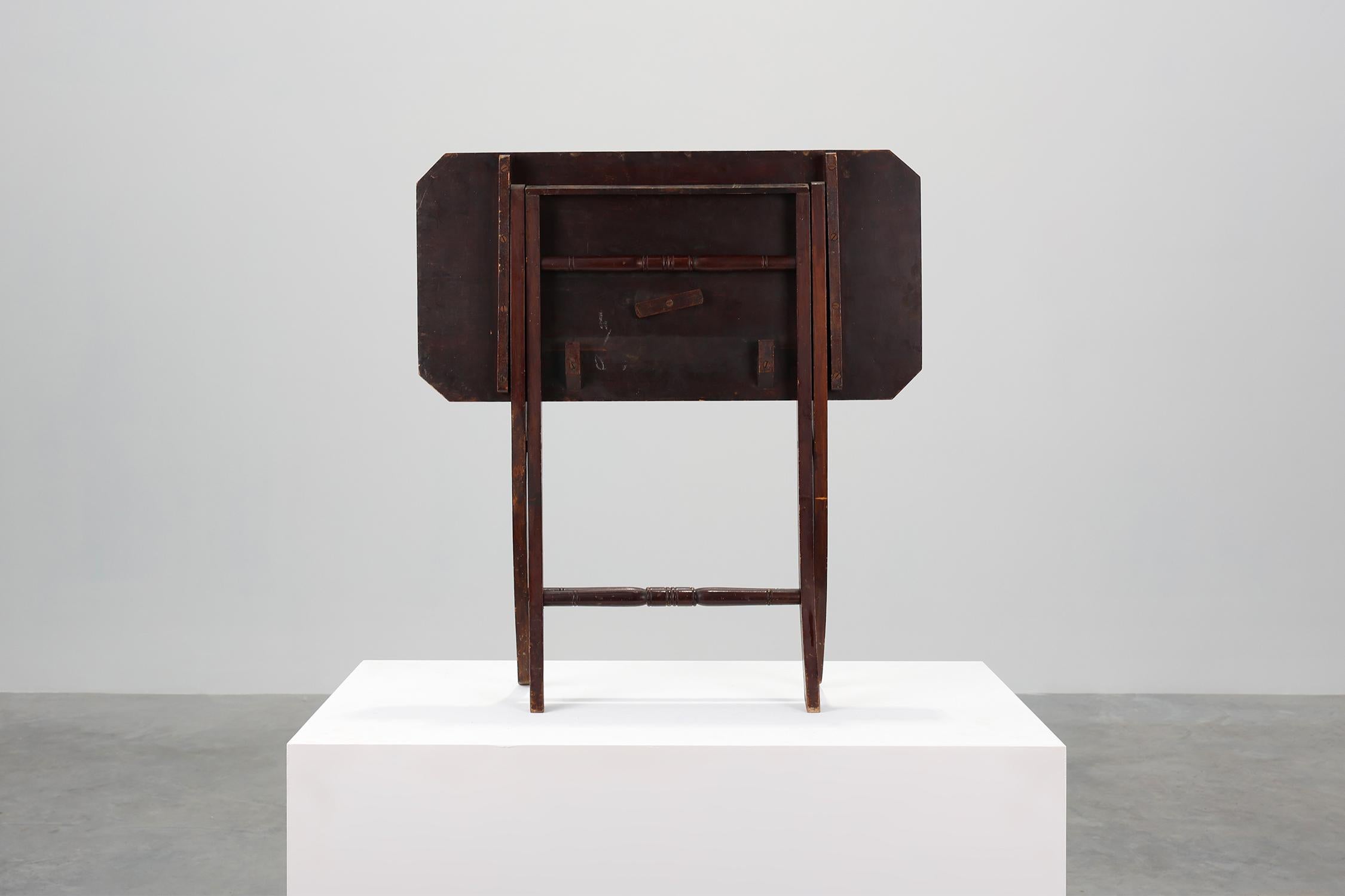 Art Deco Folding side Table in wood, France 1920s For Sale 1