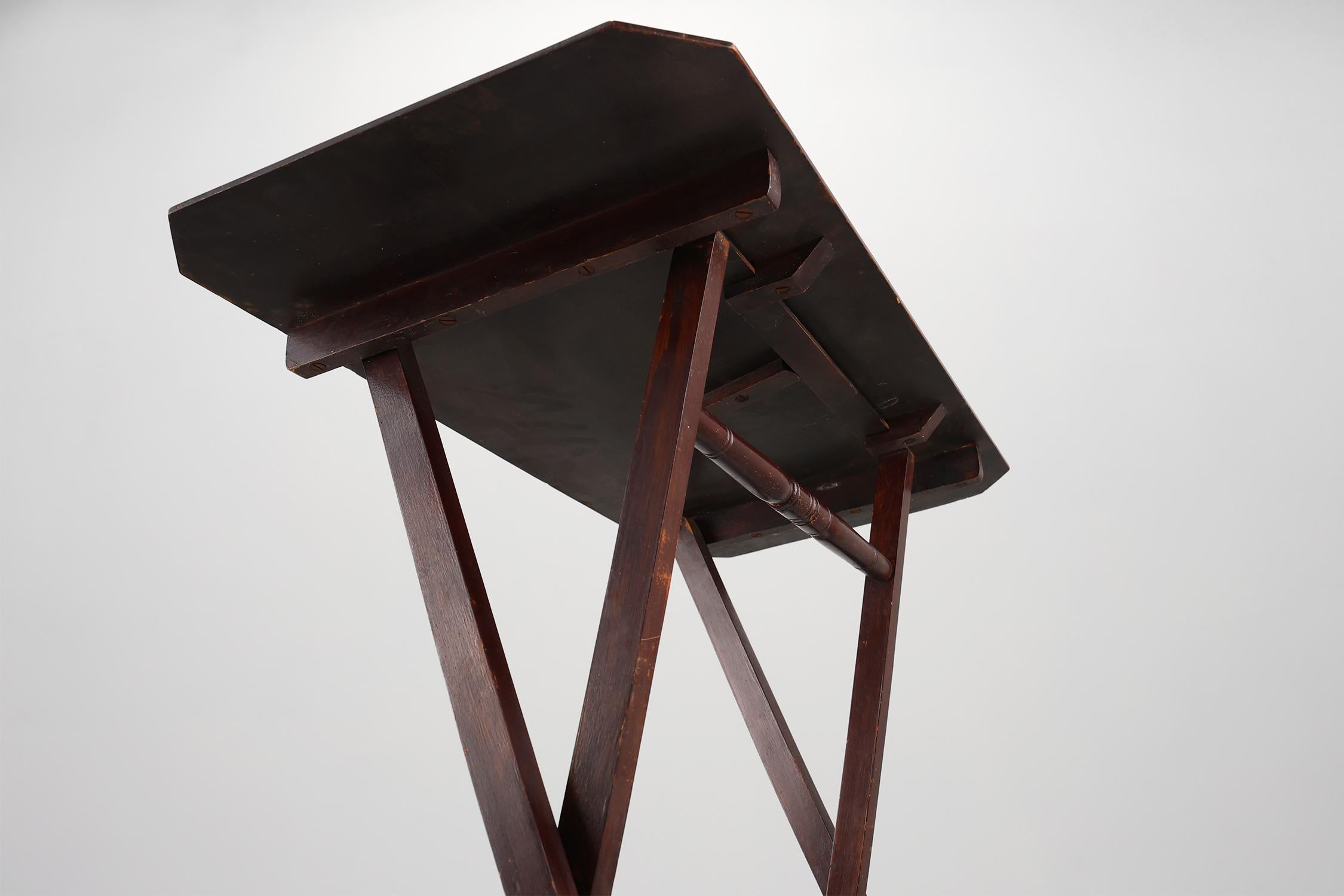 Art Deco Folding side Table in wood, France 1920s For Sale 2