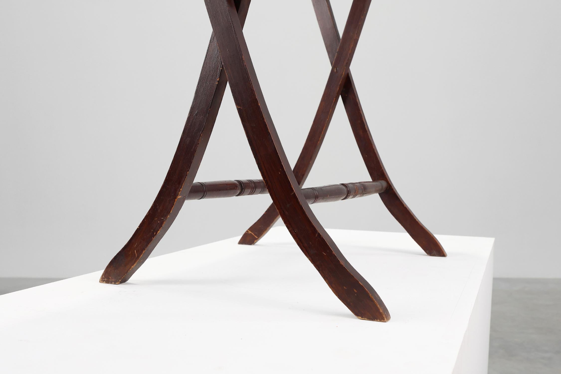 Art Deco Folding side Table in wood, France 1920s For Sale 3