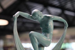 Escultura Art Decó Bailarina Folie de Denis para Max Le Verrier, Francia Años 30