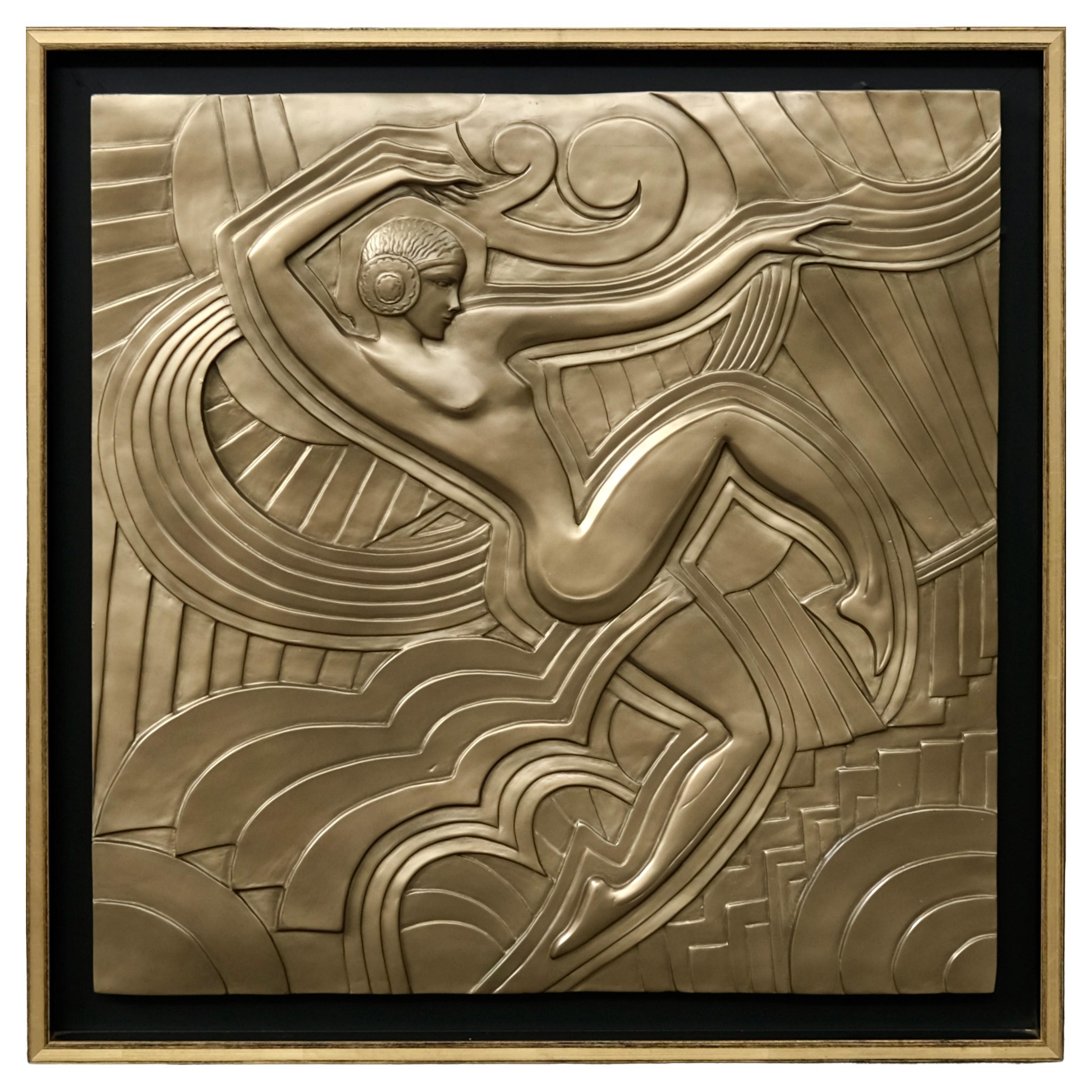 Art Deco Folies Bergère Relief La Danse after Maurice Picaud in Shadow Gap Frame