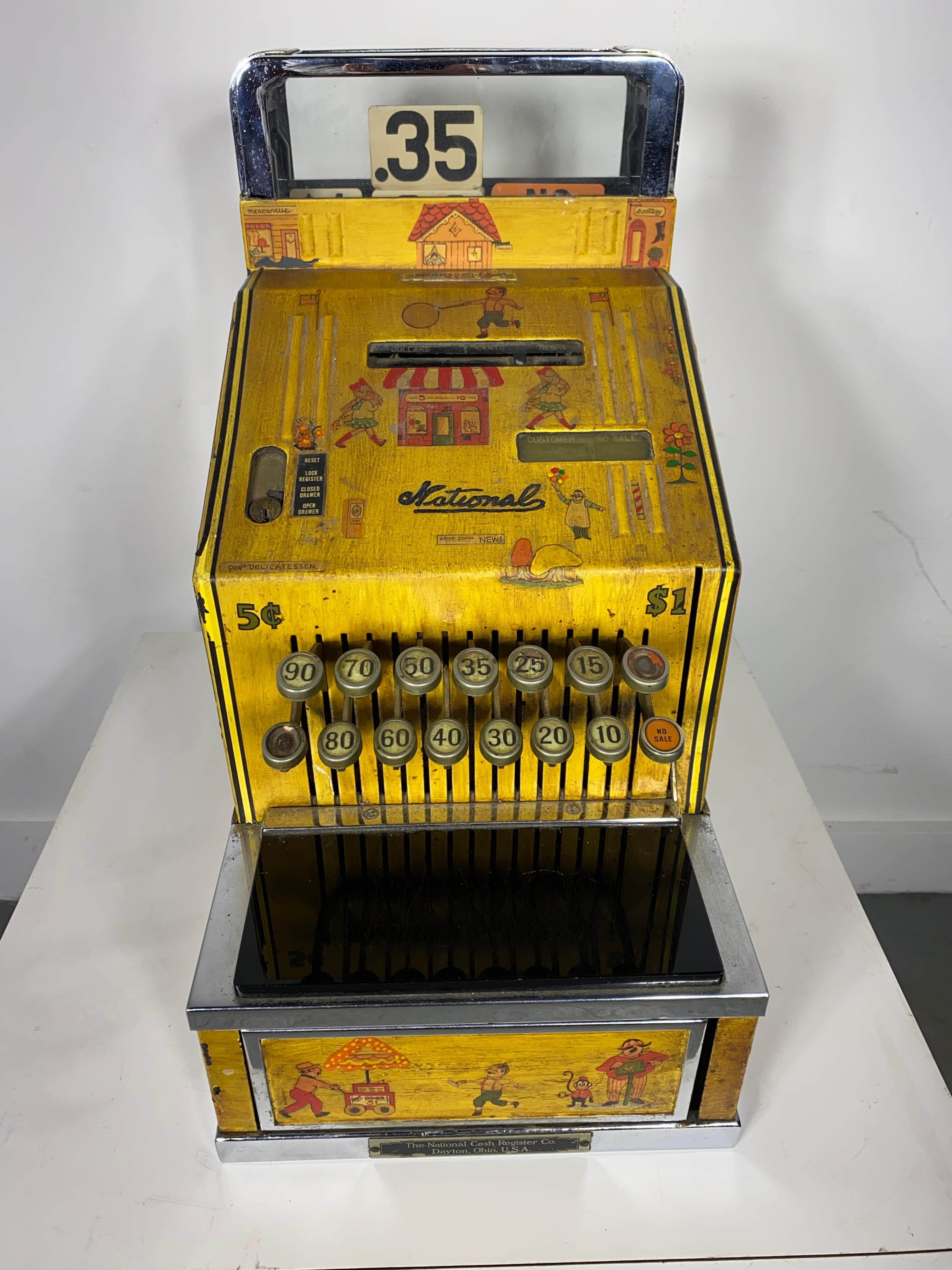  Art Deco / Folk aRT Candy Store, National Cash Register, stenciled and painted For Sale 3