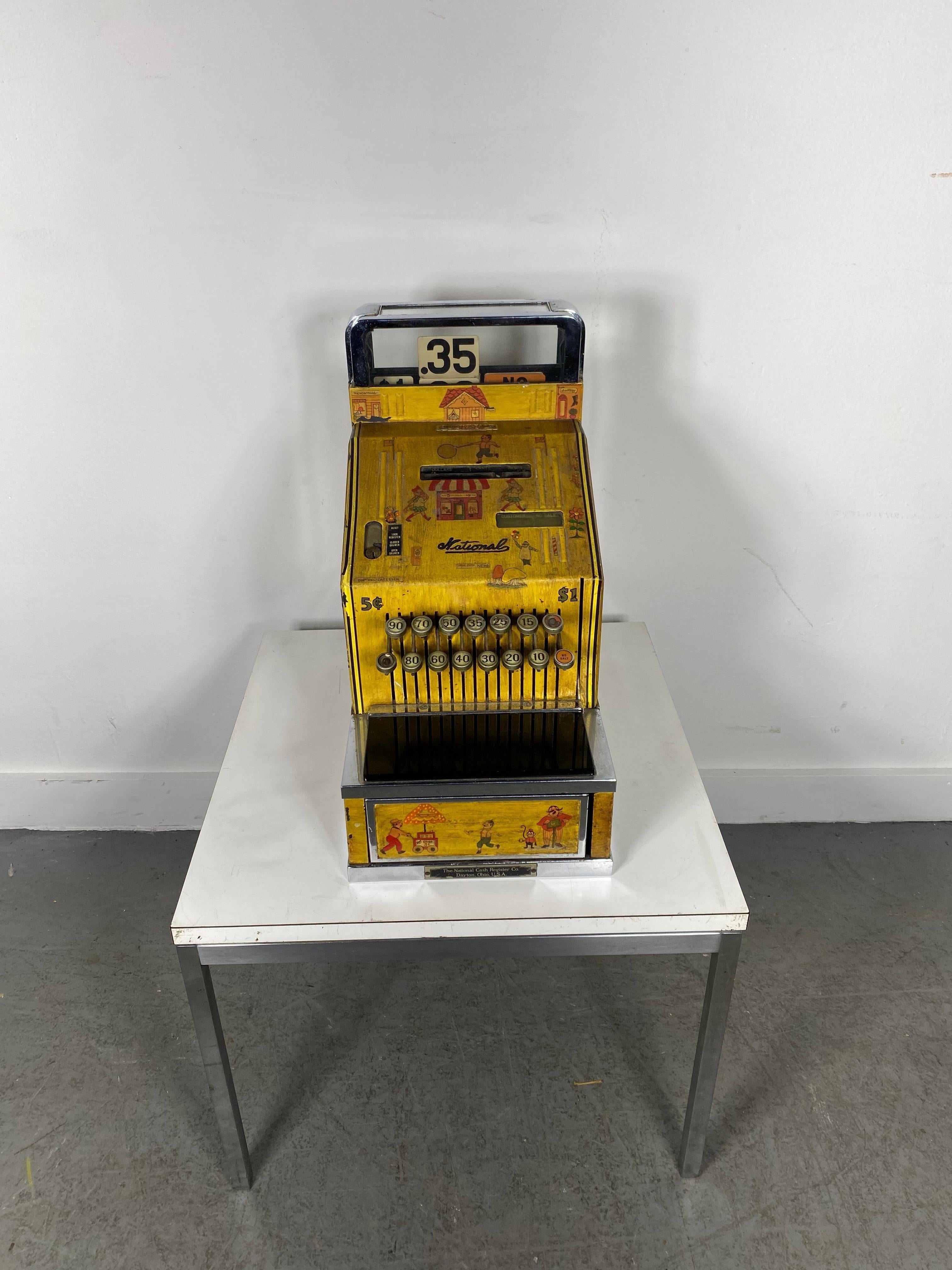  Art Deco / Folk aRT Candy Store, National Cash Register, stenciled and painted For Sale 4