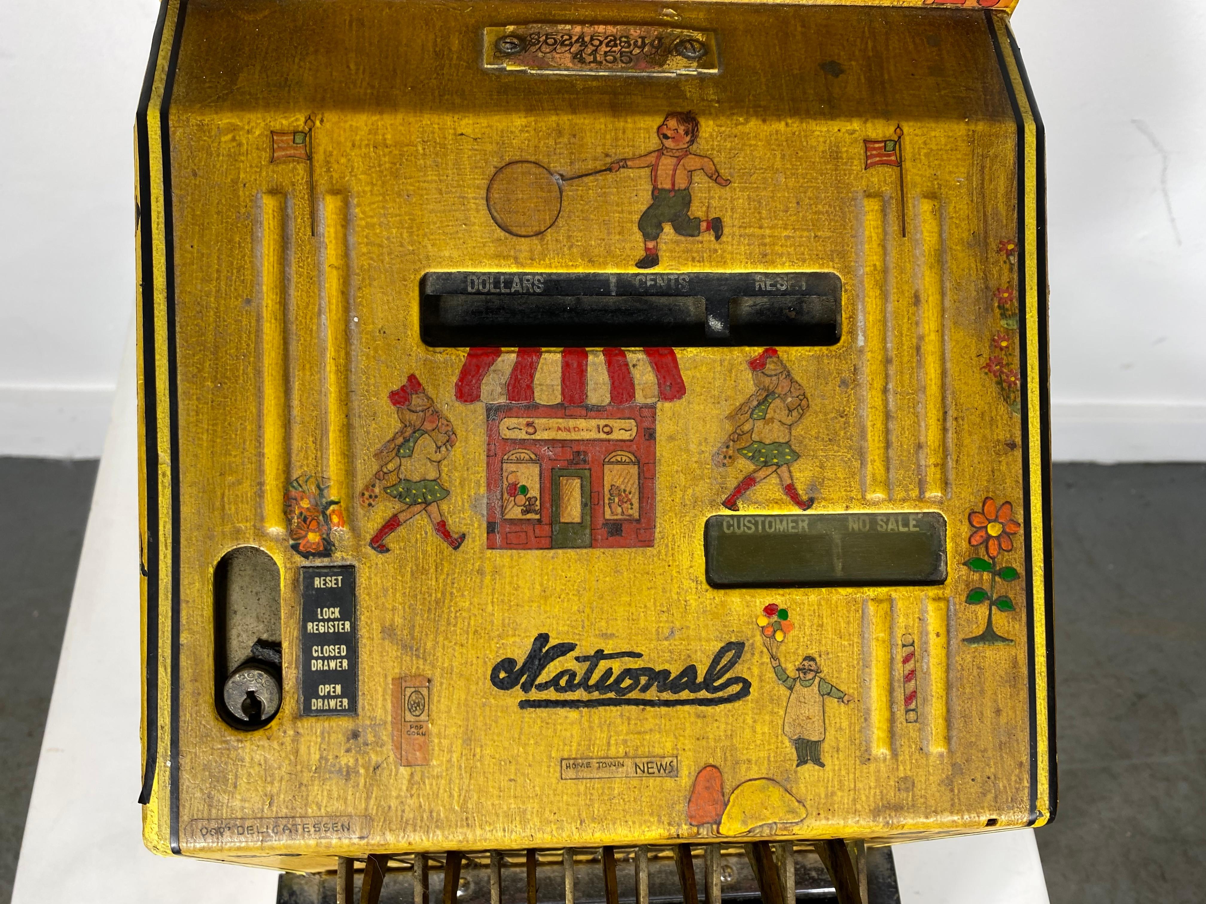 Mid-20th Century  Art Deco / Folk aRT Candy Store, National Cash Register, stenciled and painted For Sale
