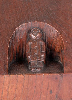 Art Deco Folkart Pair Oak Hand Carved Figural Bookends