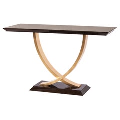 Art Deco Fontaine Console Table, Beech Gold Leaf, Handmade Portugal Greenapple