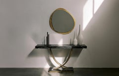 Table console Fontaine Art Déco, laiton et marbre, fabriquée à la main au Portugal par Greenapple
