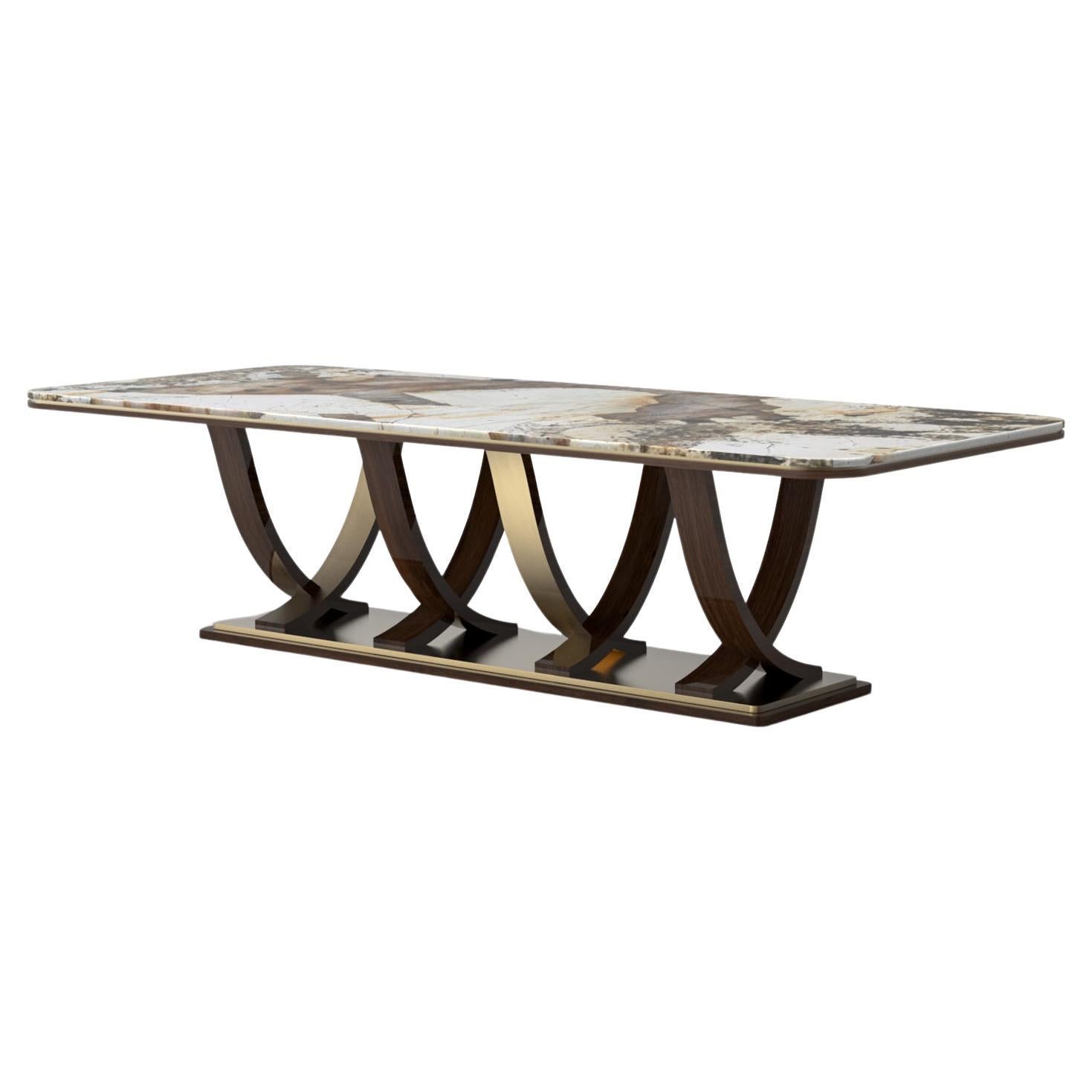Art Deco Style Fontaine Dining Table Patagonia Granite Handmade by Greenapple