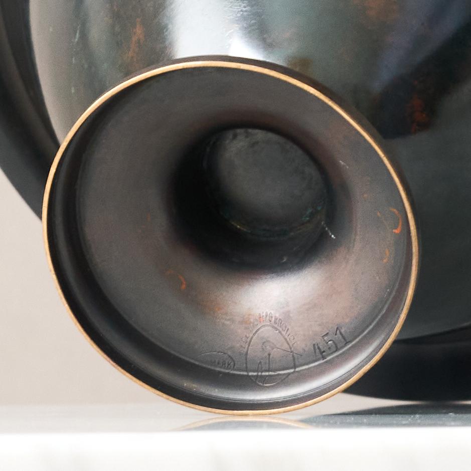 Bol en bronze à pied Art déco par Frederiksberg Bronce, Danemark, années 1930. en vente 1