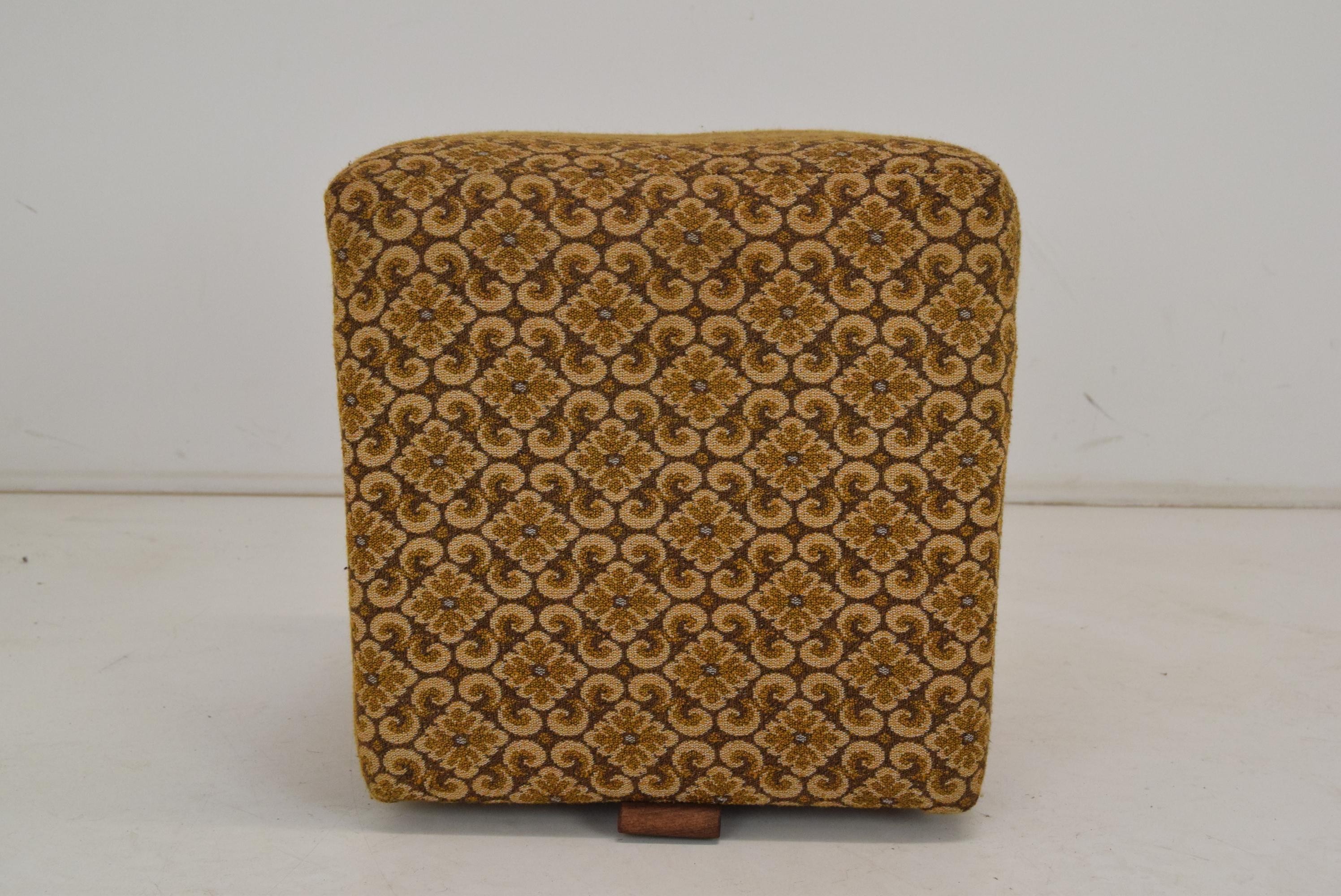 Fabric Art deco Footstool, Tabouret, or pouf, 1940's.  For Sale