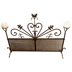 Vintage Art Deco Forged Iron Fireplace Screen